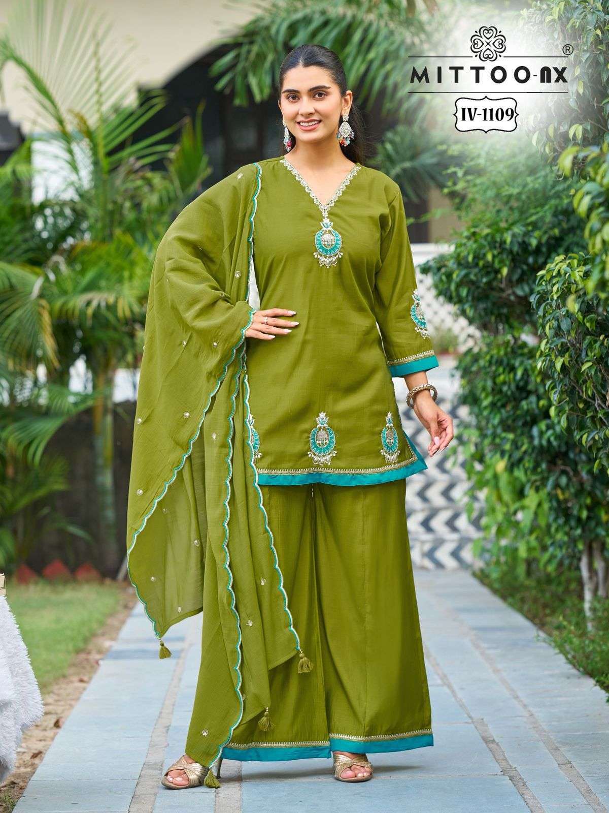 MITTOO IV 1109 & 1110 ROMAN SILK HANDWORK SALWAR SUIT AT READYMADE FUNCTION SHOP